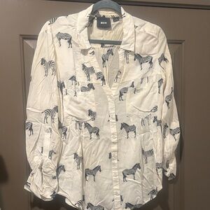 Maeve Cream and Black Zebra Print Shirt